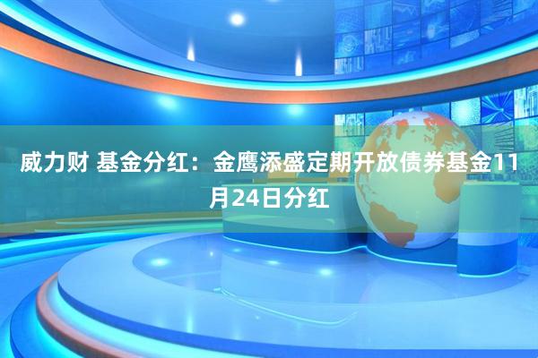 威力财 基金分红：金鹰添盛定期开放债券基金11月24日分红